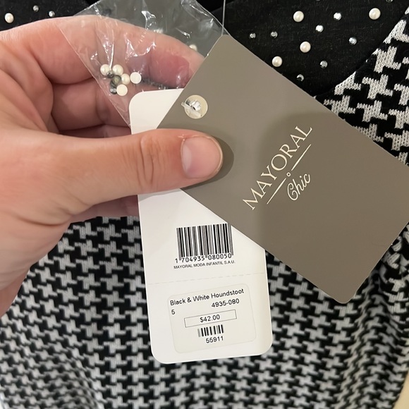 NWT Size 5 Mayoral Black And White Dress - Picture 3 of 4